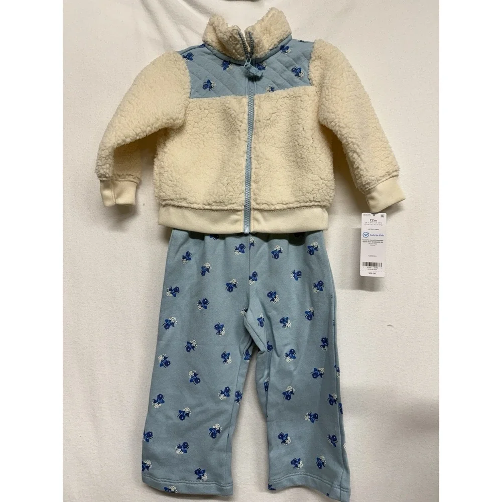 Carters Baby Girl 12 Months Pants Bodysuit Jacket 3 PC Set Cute Outfit